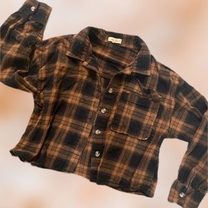 Crop top plaided button up